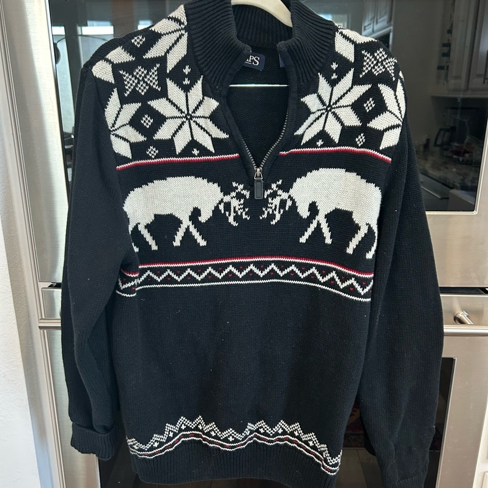 Chaps 1/4  Zip-Up fair isle Sweater size S 100 percent cotton GUC